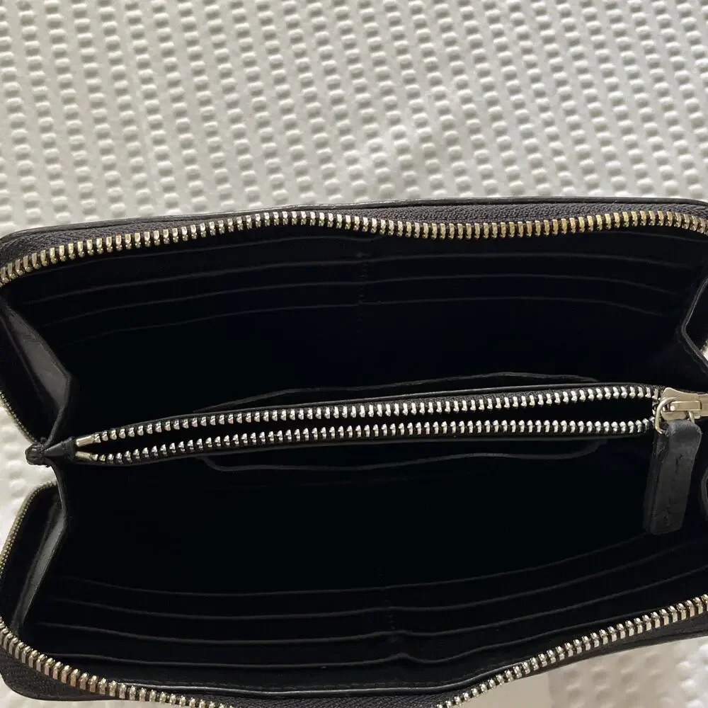 Shinola Detroit Leather Continental Zip Around Women’s Wallet Black Made In USA